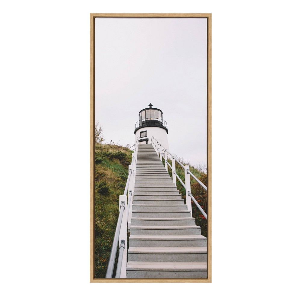 Photos - Other Decoration 18" x 40" Sylvie Maine Lighthouse Framed Canvas by Patricis Hasz Natural 