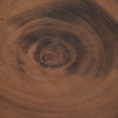 16" Natural Suar Wood Round Accent Table with White Base
