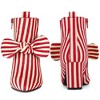 BLISSFUL STEP Bow Stripe Pointed Toe Chunky Heels Ankle Boots for Women - 2 of 4