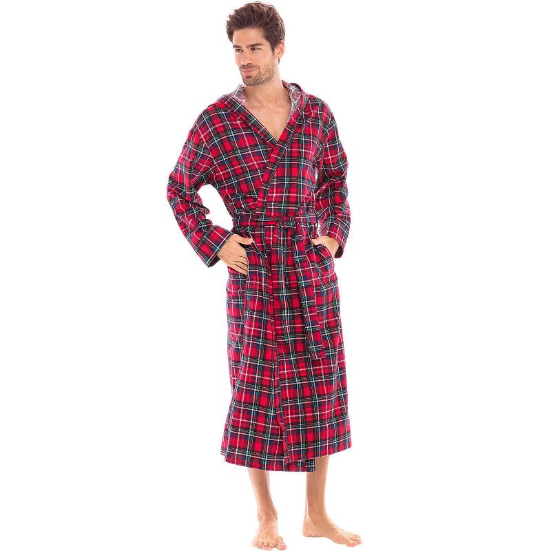 Men's Hooded Flannel Robe, Soft Cotton, 2 of 6