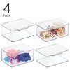mDesign Plastic Cosmetic Vanity Storage Organizer Box, Hinge Lid, 4 Pack, Clear, USA Made - 2 of 4