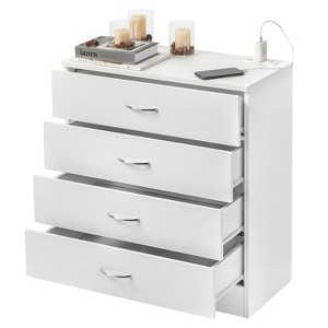 PB Wood Simple 4-Drawer Nightstand with USB Ports & Outlet, White - 1 of 4