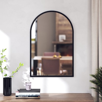 Mila Black Metal Arched Wall Mirror 20x30