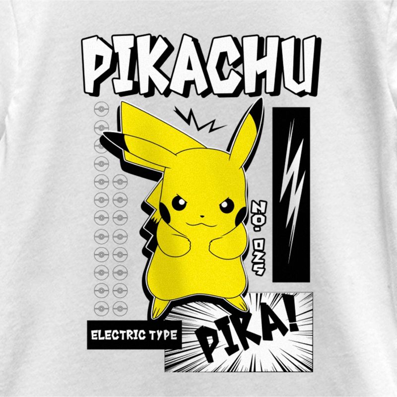 Girl's Pokemon Black and White Electric Type Pikachu T-Shirt, 2 of 5