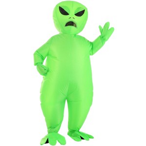 HalloweenCostumes.com One Size Fits Most   Inflatable Alien Costume for Adults, Black/Green - 1 of 4