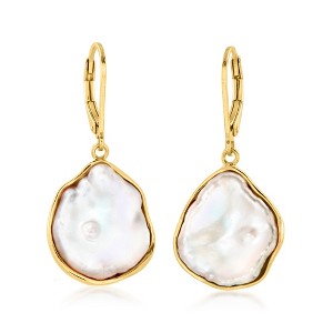 Ross-Simons 15-17mm Cultured Baroque Keshi Pearl Drop Earrings in 18kt Gold Over Sterling - 1 of 4