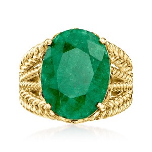 Ross-Simons 10.00 Carat Emerald Roped Ring in 18kt Gold Over Sterling - 1 of 4