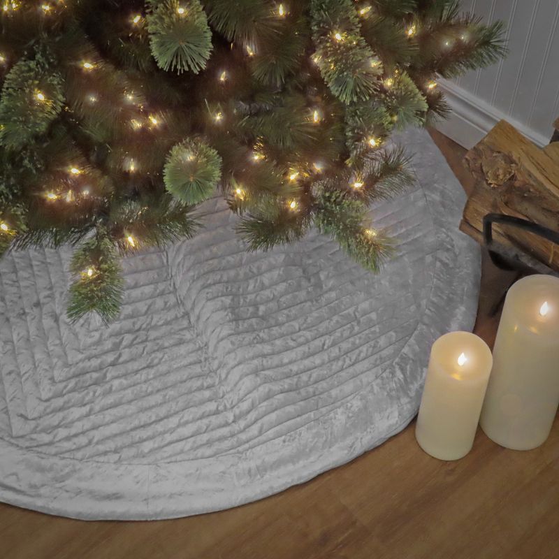 60" Silver HGTV Home Collection Quilted Velvet Tree Skirt - National Tree Company, 2 of 5
