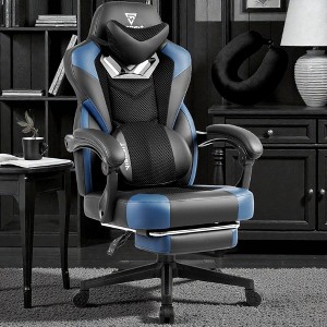 Mshliw Ergonomic Gaming Chair with Lumbar Support, Headrest, Footrest and Reclining Backrest for Home Office Computer Gaming Setup,Office Chair - 1 of 4
