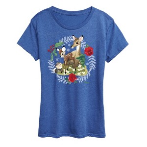 Women's - Disney - Christmas - Family In The Forest Short Sleeve Graphic T-Shirt - 1 of 4