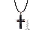 Steeltime 24" Black Ip Stainless Steel And 18k Rose Gold Plated Stainless Steel Cross Pendant - 3 of 4