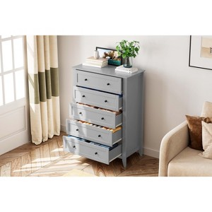 5 Drawer Dresser for Bedroom, Bedroom Dresser with Drawers & Metal Handle, Modern Wooden Chests of Drawers for Entryway, Hallway - 1 of 4