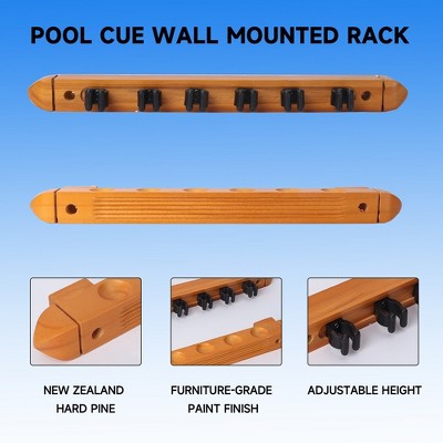 Oak 2-Piece Wall Mounted Pool Cue Rack Set