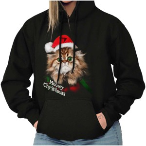 Cute Santa Cat Meowy Christmas Pun Hoodie Sweatshirt Women Men Brisco Brands - 1 of 4