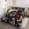 Hachikiko Black Floral & Colorful Butterfly Comforter Set - All Season Bedding with 2 Pillowcases - 2 of 4