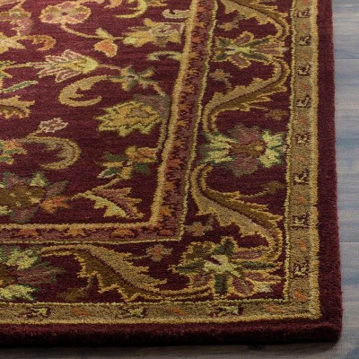 Handmade Red Floral Wool Tufted Reversible Rug, 5' x 8'