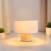 10.6" Retro Walnut Wooden Touch Table Lamp with TC cotton fabric Shade, Vintage Style for Bedroom, Living Room, Reading Nook, or Hotel - 2 of 4