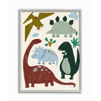 Stupell Industries Colorful Cartoon Dinosaur Friends Kid's Science Illustration