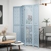 Tangkula 4-Panel Wooden Room Divider w/ Carved Cutout Pattern & Solid Wood Frame - 4 of 4