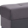 HomeRoots 50" Gray and Brown Microfiber Storage Ottoman - 4 of 4