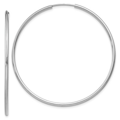Black Bow Jewelry 1.5mm, 14k White Gold Endless Hoop Earrings, 46mm (1 3/4 Inch)