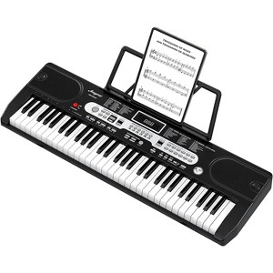 GustoWave 61-Key Folding Portable Digital Piano, Compact Keyboard Set with Microphone & Headphones, Lightweight for Beginners, Black & White - 1 of 4