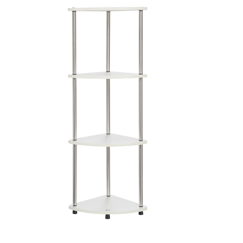 Photos - Garden & Outdoor Decoration Breighton Home 48" 4 Tier Corner Shelf White: Modern Melamine Bookcase with Metal Hardware, Particle Board Frame