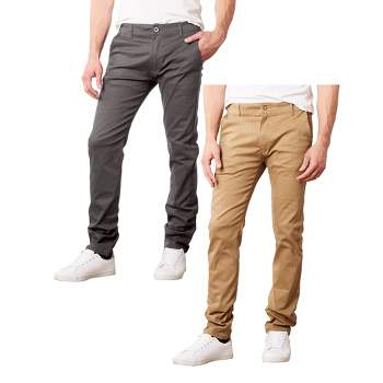 Galaxy By Harvic Men's Cotton Chino  Slim Fit Casual Stretch Pants-2 Pack