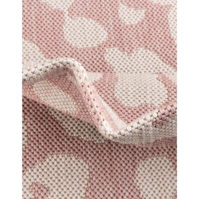 Pink Ivory Rectangular Synthetic Outdoor Animal Print Rug