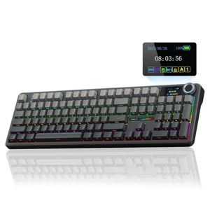 AULA F108 Pro, 104-Key Wireless Hot Swappable Mechanical Gaming Keyboard, RGB, Knob, 8000 mAH Battery, Digital Screen - 1 of 4