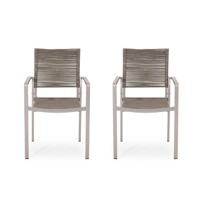 GDFStudio Crested Bay Outdoor Aluminum and Rope Dining Chairs (Set of 2)