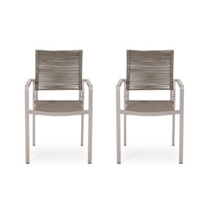 GDFStudio Crested Bay Outdoor Aluminum and Rope Dining Chairs (Set of 2) - 1 of 4