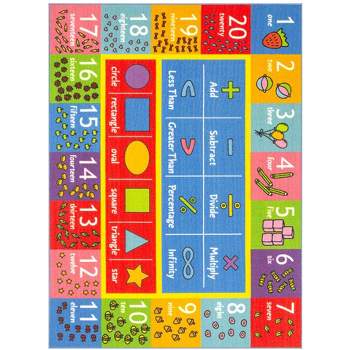 KC CUBS Boy & Girl Kids Math Symbols, Numbers & Shapes Educational Learning & Fun Game Play Area Nursery Bedroom Classroom Rug Carpet