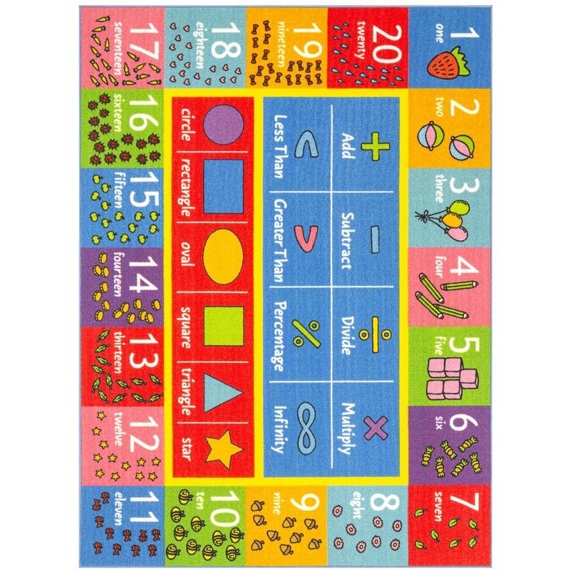 KC CUBS Boy & Girl Kids Math Symbols, Numbers & Shapes Educational Learning & Fun Game Play Area Nursery Bedroom Classroom Rug Carpet, 1 of 10