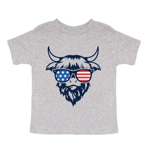 The Juniper Shop Patriotic Cow Sunglasses Toddler Short Sleeve Tee - 1 of 4