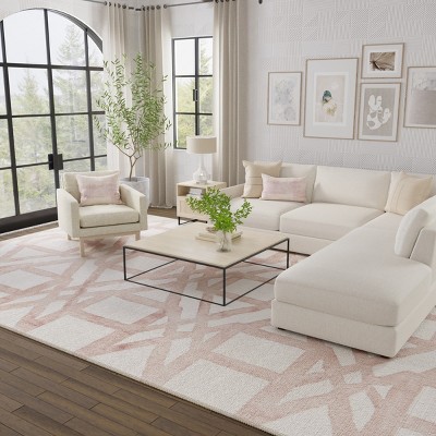 Artisanal Ivory Geometric Wool 24" Rectangular Rug