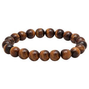 Steeltime Men's genuine tiger eye stone beaded bracelet - 1 of 4