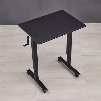 NicBex 32 Inch Hand-Crank Adjustable Height Office Desk with Rolling Wheels for Home,Office,Gaming,Study,Black