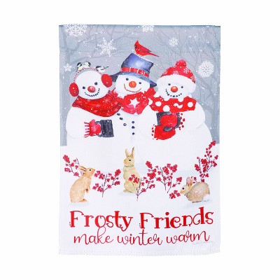 Frosty Friends Suede Garden Flag with Snowmen Design