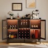Home Wine Bar Cabinet with Freestanding Cabinet Coffee Bar Kitchen Food Pantry with Storage, Shelves & Microwave Stand - 2 of 4