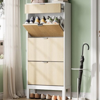 Narrow Shoe Cabinet , 3 Flip Drawers Shoe Cabinet for Entryway,Hallway
