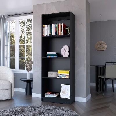 TOAOTBNBO 4 Tier Contemporary Bookcase and Bookshelves, Space-saving Tall Bookshelf for Home Office Narrow Display Book Shelf, Black