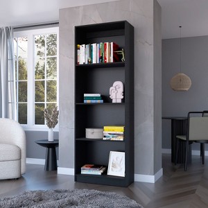TOAOTBNBO 4 Tier Contemporary Bookcase and Bookshelves, Space-saving Tall Bookshelf for Home Office Narrow Display Book Shelf, Black - 1 of 4