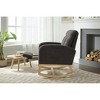 DOMETOUR Modern Accent Rocking Chair with Solid Wood Legs, Adjustable Footrest, Comfy Armchair with Side Pocket, High Backrest (Gray, Teddy) - 4 of 4