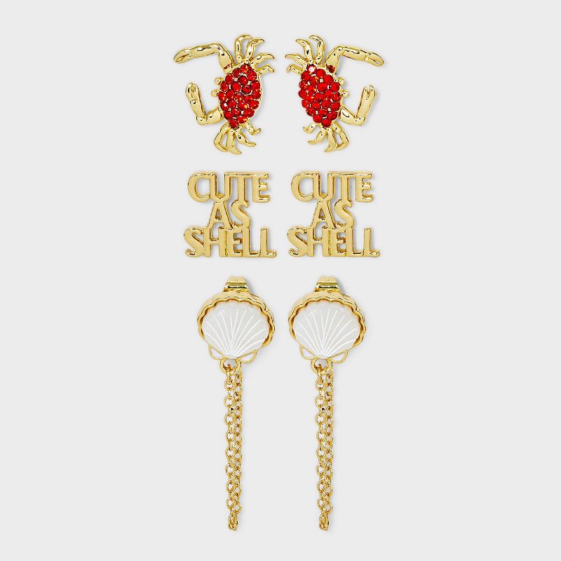 SUGARFIX by BaubleBar Cute As Shell Statement Earrings - Gold, 1 of 5
