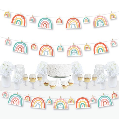 Big Dot of Happiness Hello Rainbow - Boho Baby Shower and Birthday Party DIY Decorations - Clothespin Garland Banner - 44 Pieces