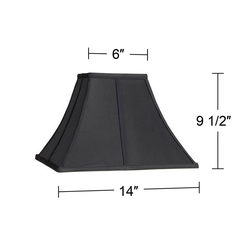 Springcrest Medium Square Curved Black Lamp Shade 6" Top x 14" Bottom x 9.5" High (Spider) Replacement with Harp and Finial, 6 of 7