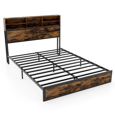 Infans Queen Bed Frame w/ Charging Station Storage Headboard Under-bed Storage Space