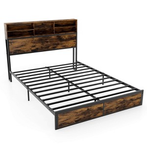Infans Queen Bed Frame w/ Charging Station Storage Headboard Under-bed Storage Space - 1 of 4