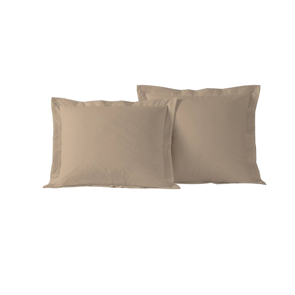 Photos - Pillowcase 2pk Standard Cotton Rich Tailored Pillow Sham Set Mocha - Today's Home